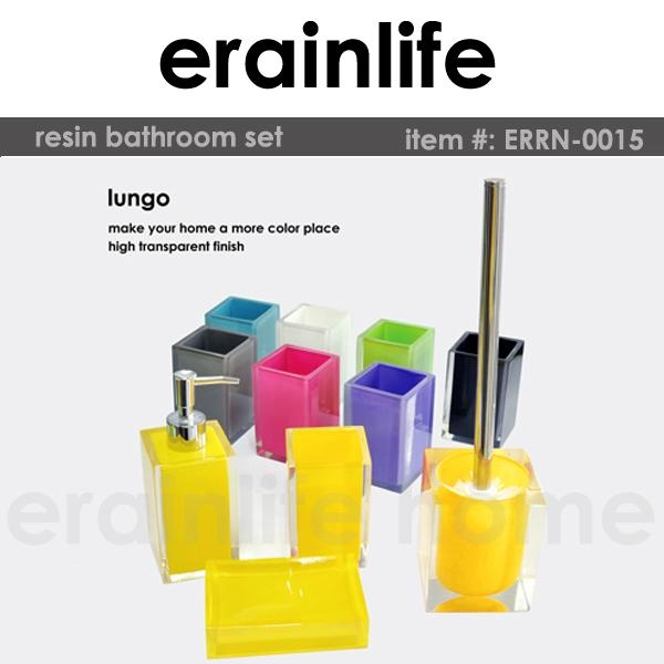 transparent poly resin bathroom accessory set 