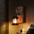 Natural shelf wall wood carved lamp wall mounted square light 5