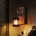 Natural shelf wall wood carved lamp wall mounted square light