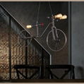 Vintage Art Deco Bicycle Iron Chandelier Pendant Lamp