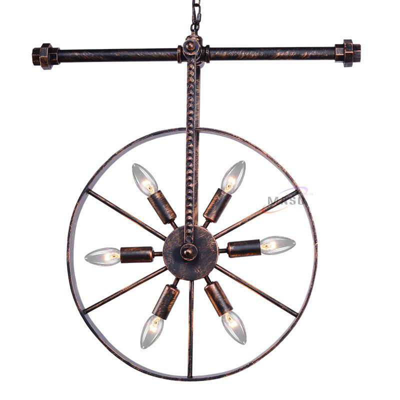 Vintage Wheel Chandelier Light Industrial Pendant Hanging Lamp Fixture