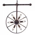 Vintage Wheel Chandelier Light Industrial Pendant Hanging Lamp Fixture