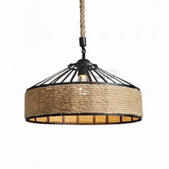 Industrial hanging ceiling lamp chandelier hemp rope light fixture