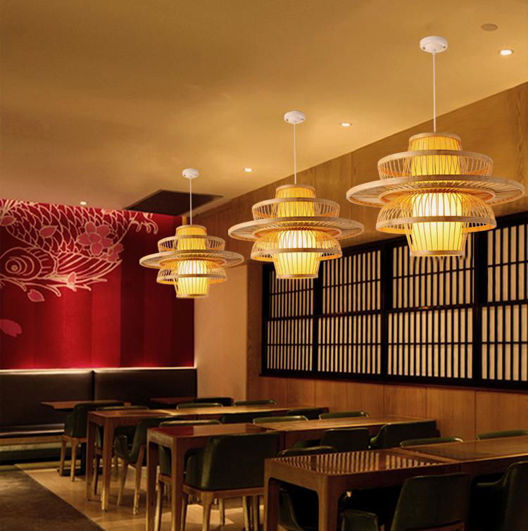 Restaurant bamboo furniture light big large pendant chandelier 3