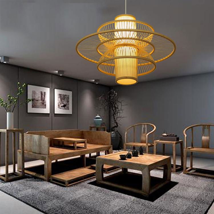 Restaurant bamboo furniture light big large pendant chandelier 5