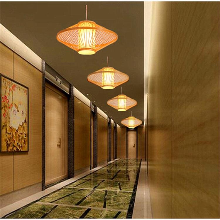 Suspended ceiling lighting modern lamp bamboo shade pendant light led 2