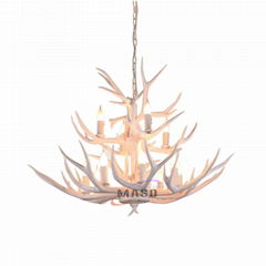 White color kitchen big reindeer resin antler horn chandelier lights