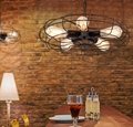 Vintage restaurant lighting ceiling fan led with light bulb socket 5