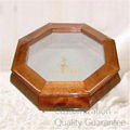 Matte Walnut Color Birch Wood Hexagon Shape Pet Loss Cremation Ashes Urn Box for 2