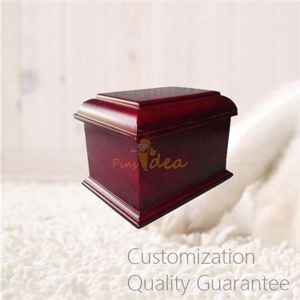 Traditional Rich Cherry MDF Wood Pet Funeral Supplies Cremation Ashes Urn