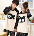 2015 flannel Pajama couple suits Long-sleeved leisure homewear 3