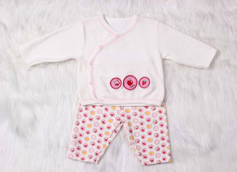 Velvet Material Long sleeve baby girl clothing set 3