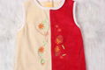 Sleeveless Velvet baby romper with feet Red& Yellow Spliced Romper 1