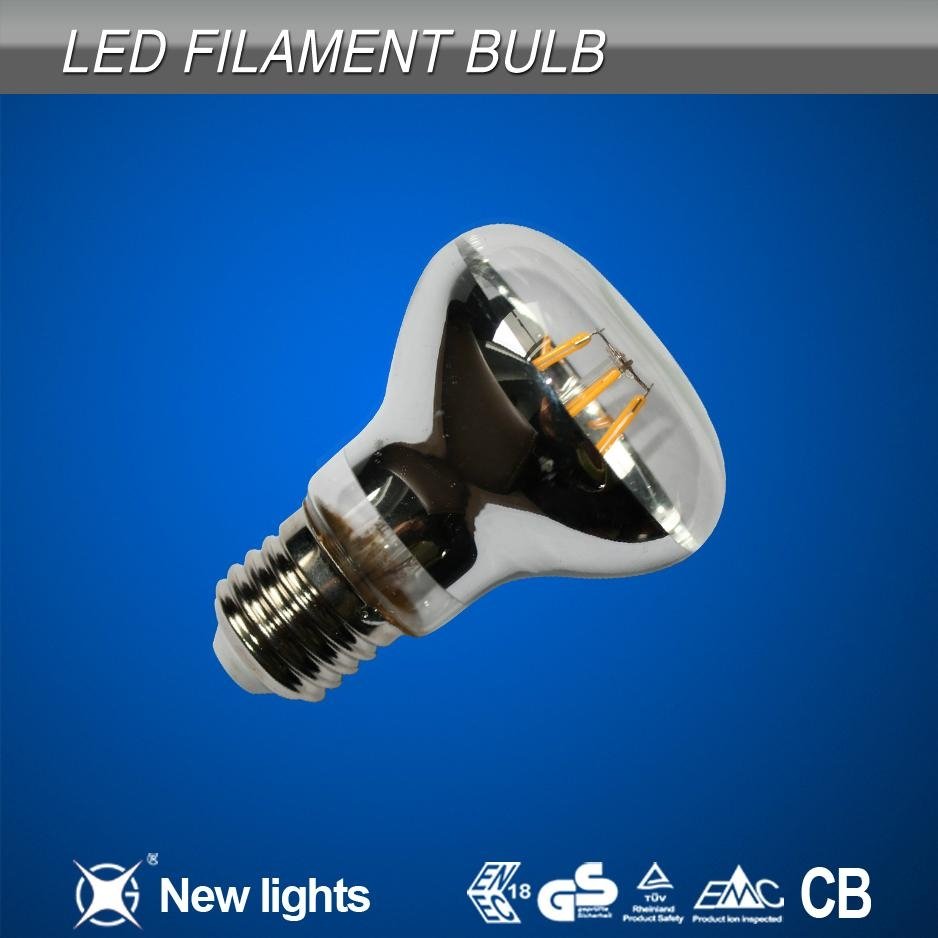White Glass Shell Cob Filament Bulb R63 E27 4W 6W Led Filament Light 3