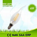  C35 4W LED COB filament candle bulb E14, 360 degree RoHS CE