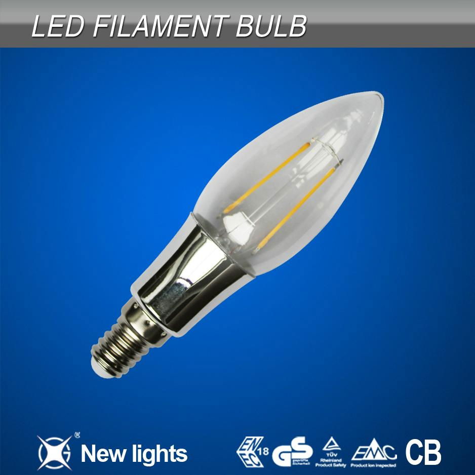  C35 4W LED COB filament candle bulb E14, 360 degree RoHS CE 5