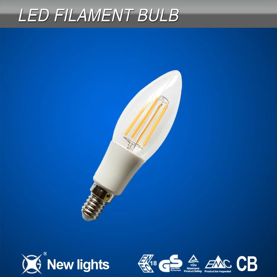  C35 4W LED COB filament candle bulb E14, 360 degree RoHS CE 4