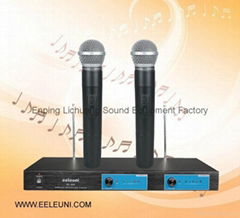 Quartz Crystal VHF Dual Channels Wireless Microphone