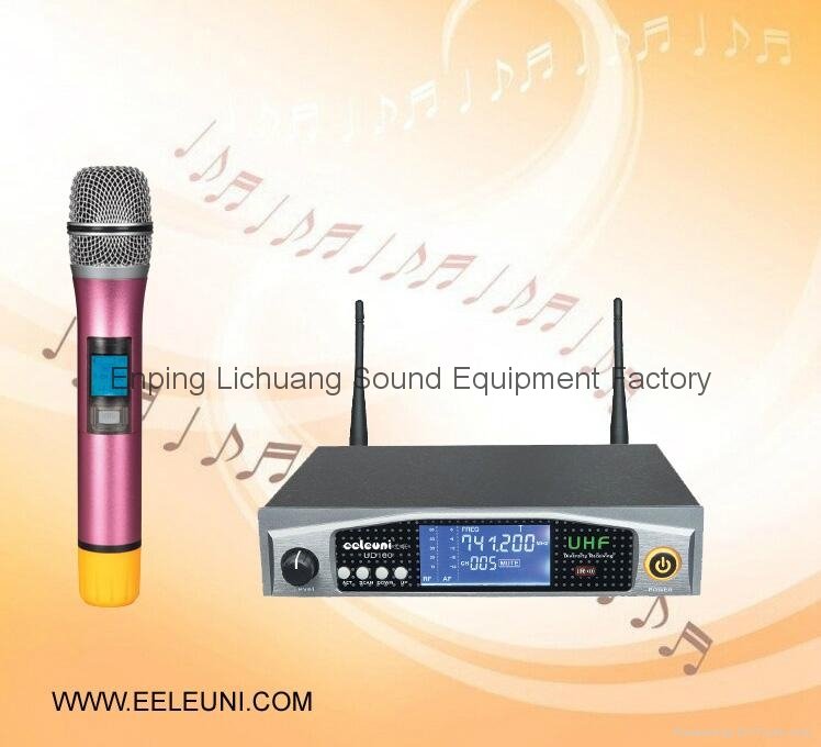 Small and Exquisite UHF Dual Channels True Diversity Wireless Microphone