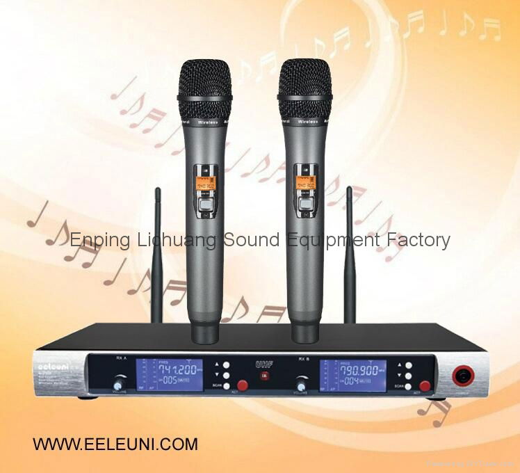 High Quality Sound UHF LCD Dual Channel Wireless Microphone