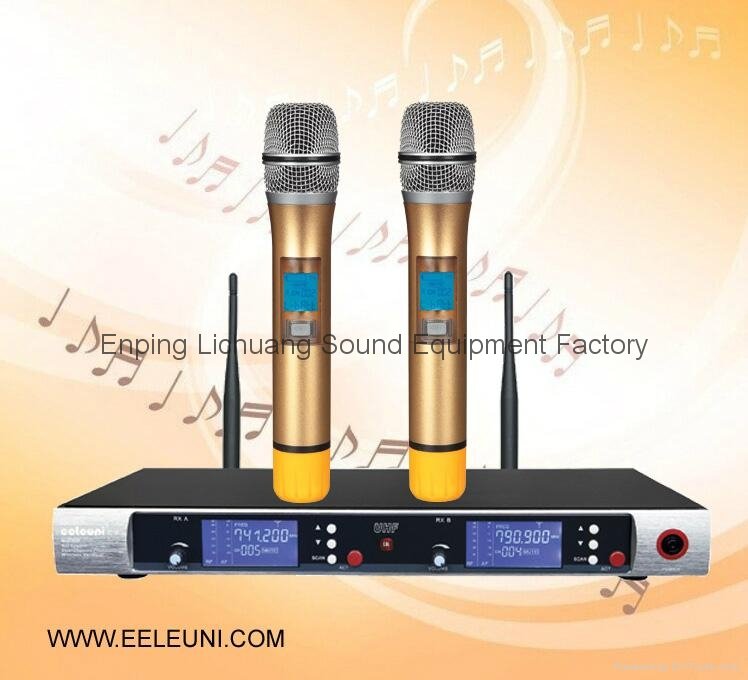 High Quality Sound UHF LCD Dual Channel Wireless Microphone 2