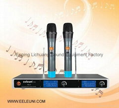 Clear LCD Display Indicator VHF Dual Channels Wireless Microphone