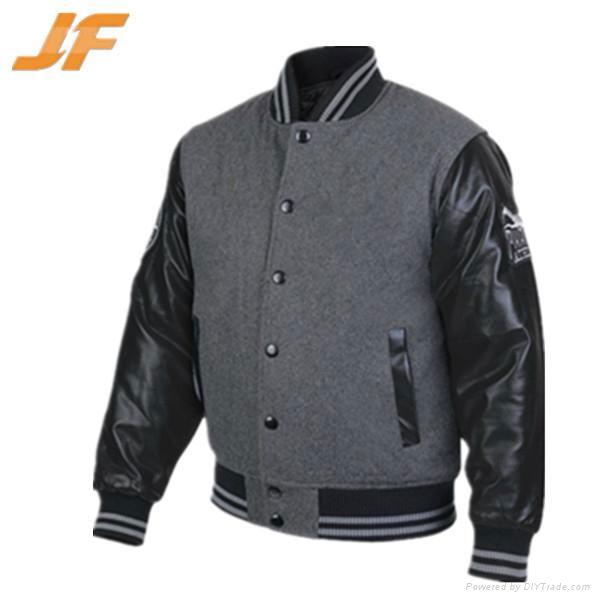 Varsity jacket with leather sleeves 2