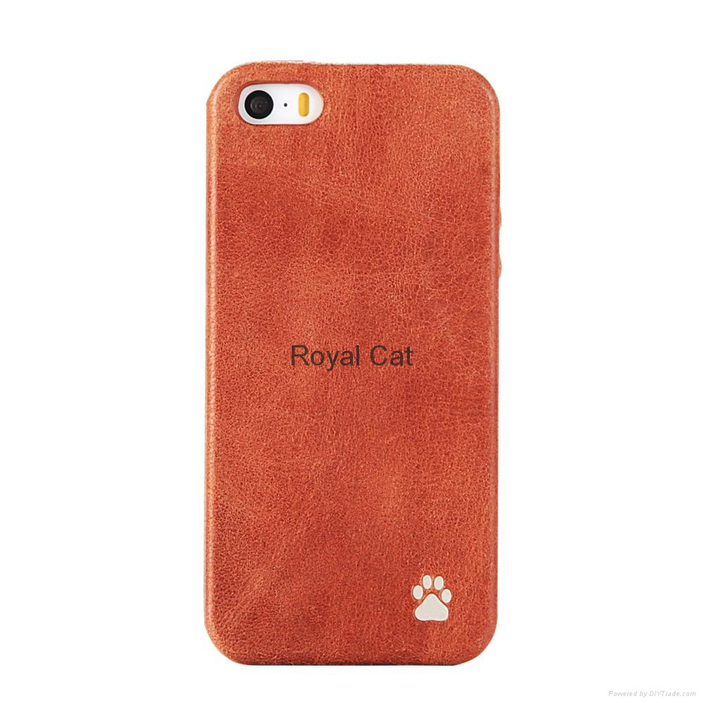 Royal cat Iphone 5s Genuine leather case  3