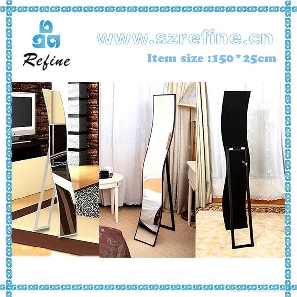 Waved 'S' style beauty cosmetic standing aluminum mirror