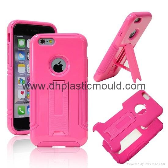 PC+Silicone Phone Case with bracket for Iphone 3