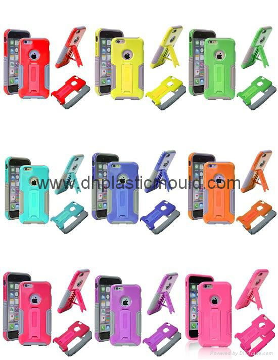 PC+Silicone Phone Case with bracket for Iphone 2