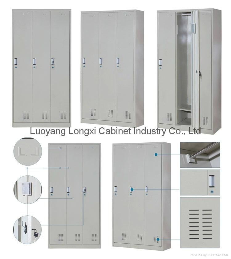 High quality 3 door steel cabinet metal filing cabinet iron locker 4