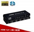4K HDMI分配器hdmi接口一分四4Kx2K