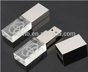Crystal Material Usb Flash Drive with inside engrave logo 
