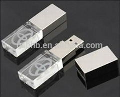 Crystal Material Usb Flash Drive with inside engrave logo 