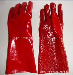 Red Terry toweling palm pvc gloves