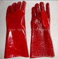 Red Terry toweling palm pvc gloves