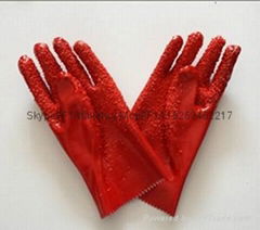 Red Open cuff Chip palm pvc gloves