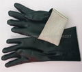 Green double dipped sandy finished pvc gloves 1