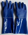 Blue sandy finished Interlock liner pvc gloves