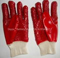 Heavy dutty Terry toweling palm  knit wrist pvc gloves 1