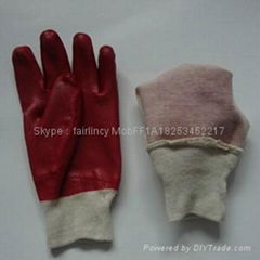 26cm knit wrist sandy finished pvc gloves