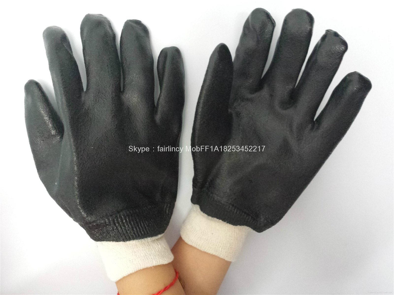 26cm textured double dipped pvc gloves