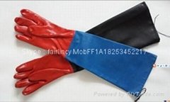 Long pvc gloves with soft raincoat sleeve