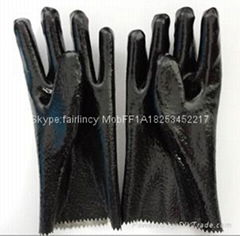 Rough finished open cuff pvc gloves