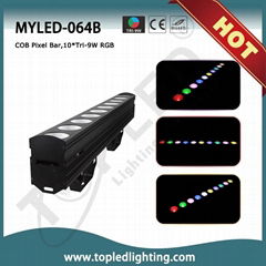 Colorful 10*Tri-9W RGB Auto Running and Sound Active COB Pixel LED Bar Light