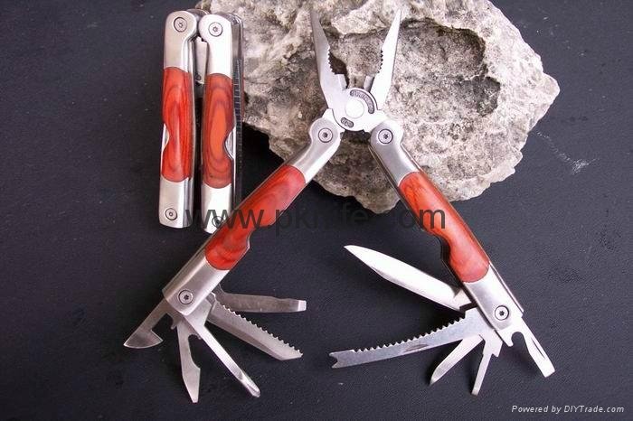 pakkawood handle multi purpose tool pliers with metal saw and folding knives  2