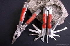 pakkawood handle multi purpose tool pliers with metal saw and folding knives 