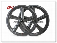 700C Clincher Track Bike 5 Spoke Carbon Wheels