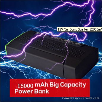 12V Emergency Car Battery Booster Mini Portable 12V 16000mah Car Jump Starter 4